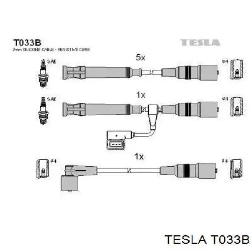 T033B Tesla juego de cables de encendido