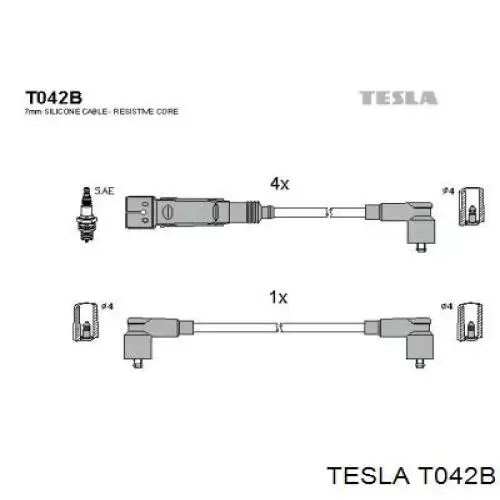 T042B Tesla cables de bujías