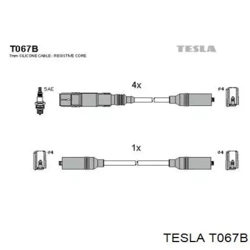 T067B Tesla juego de cables de encendido