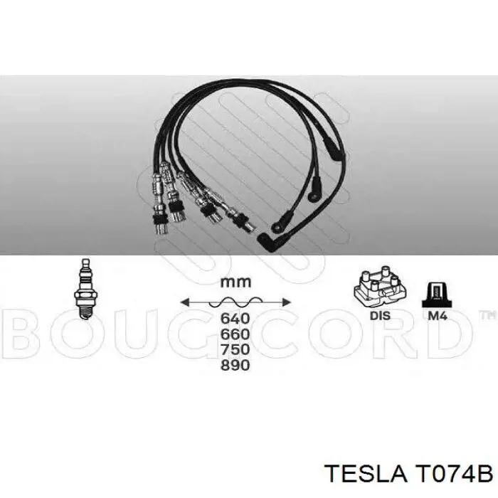 T074B Tesla cables de bujías