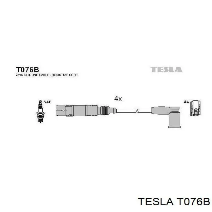 T076B Tesla Cables de alta tensión, juego