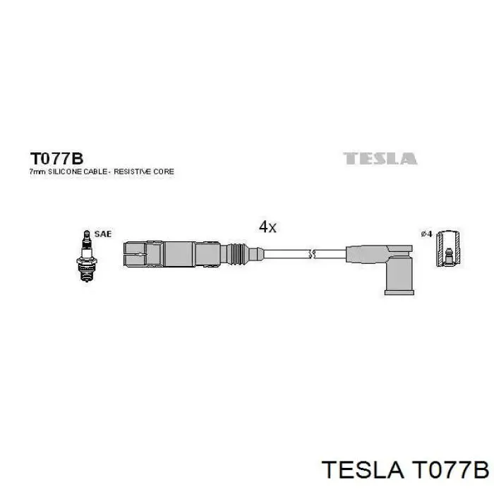 T077B Tesla Cables de alta tensión, juego
