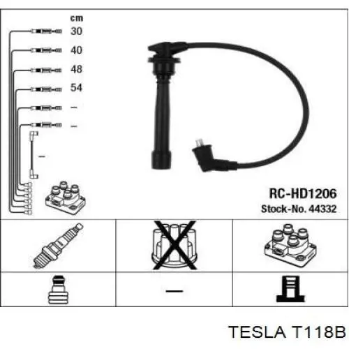 T118B Tesla cables de bujías