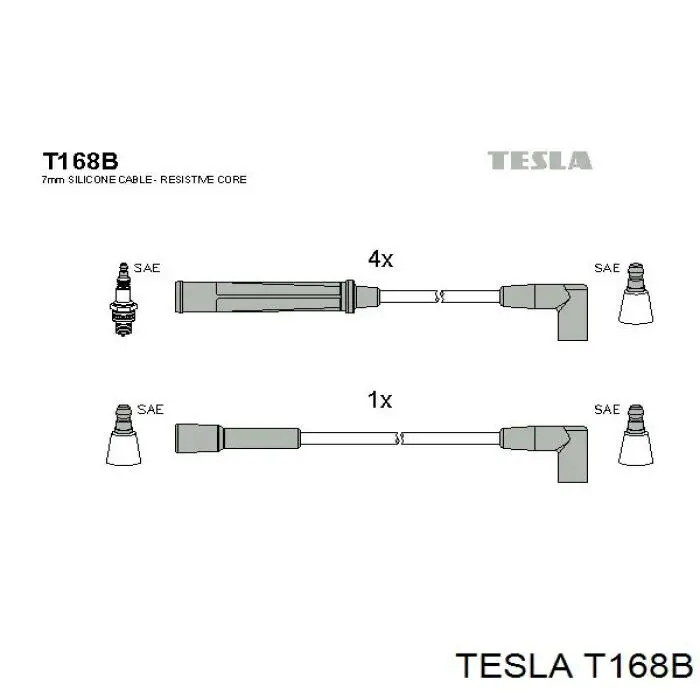 T168B Tesla Cables de alta tensión, juego