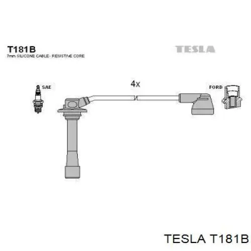 T181B Tesla cables de bujías
