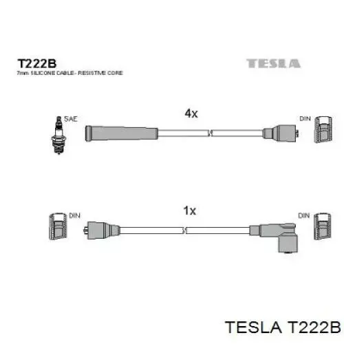 T222B Tesla cables de bujías