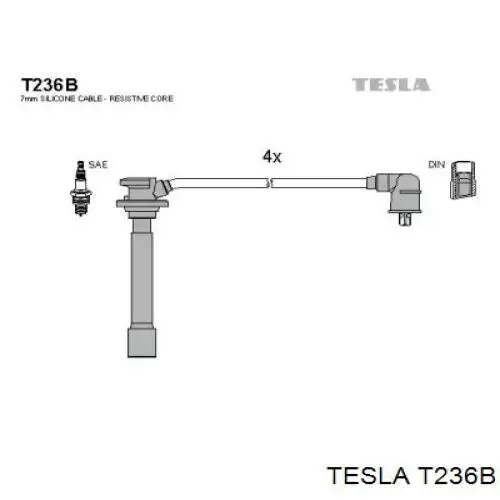T236B Tesla cables de bujías