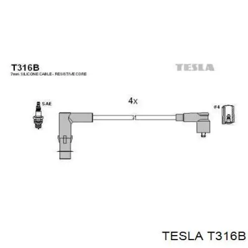 T316B Tesla Cables de alta tensión, juego