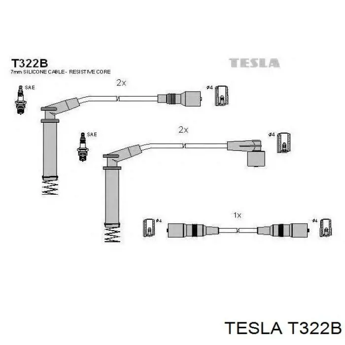 T322B Tesla juego de cables de encendido