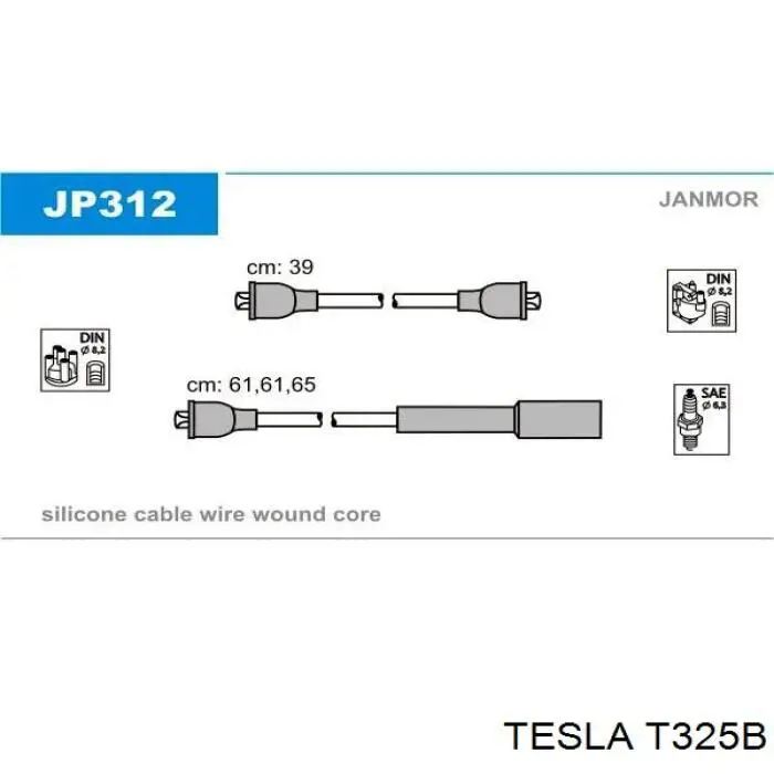 T325B Tesla cables de bujías