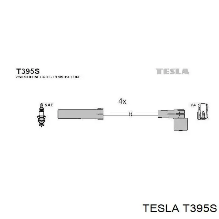 T395S Tesla Cables de alta tensión, juego
