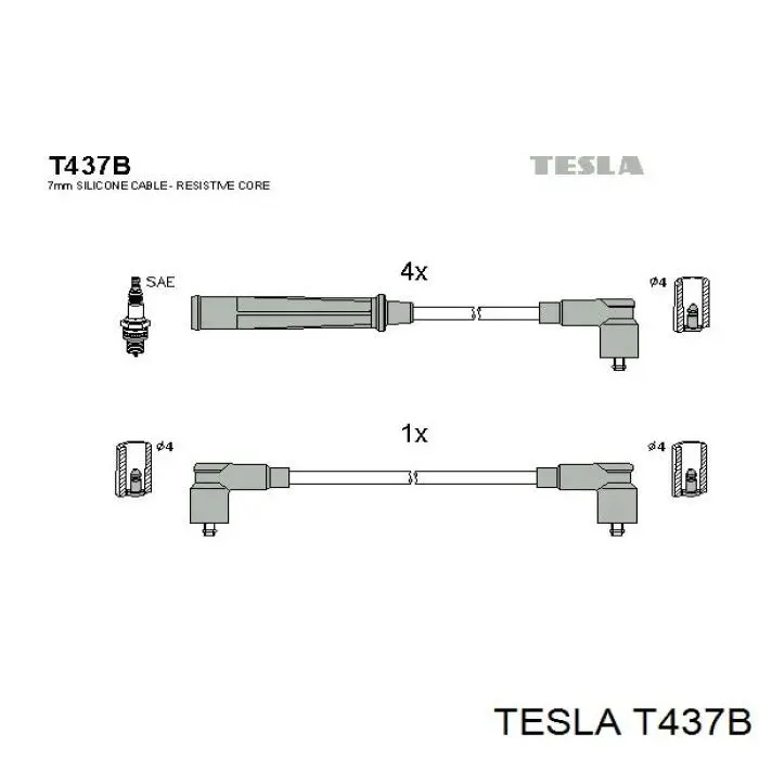 T437B Tesla Cables de alta tensión, juego