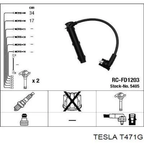 T471G Tesla Cables de alta tensión, juego
