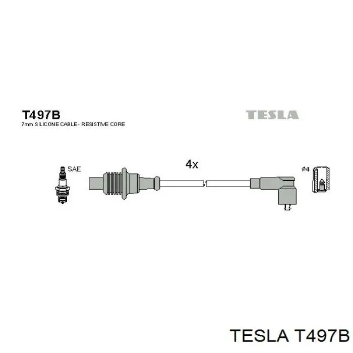T497B Tesla Cables de alta tensión, juego