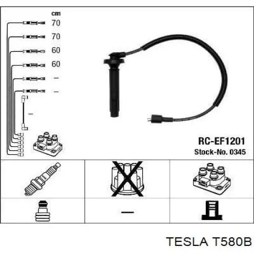 T580B Tesla cables de bujías