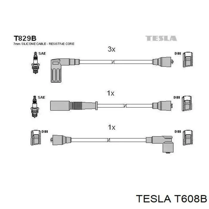 T608B Tesla cables de bujías