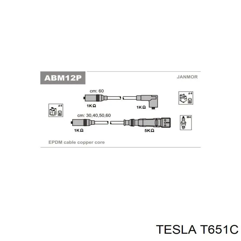 T651C Tesla cables de bujías