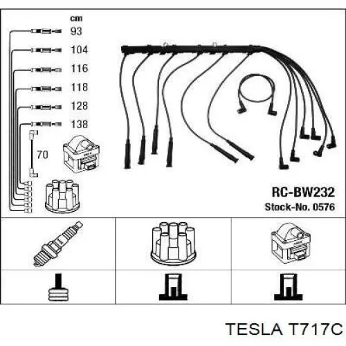 T717C Tesla juego de cables de encendido