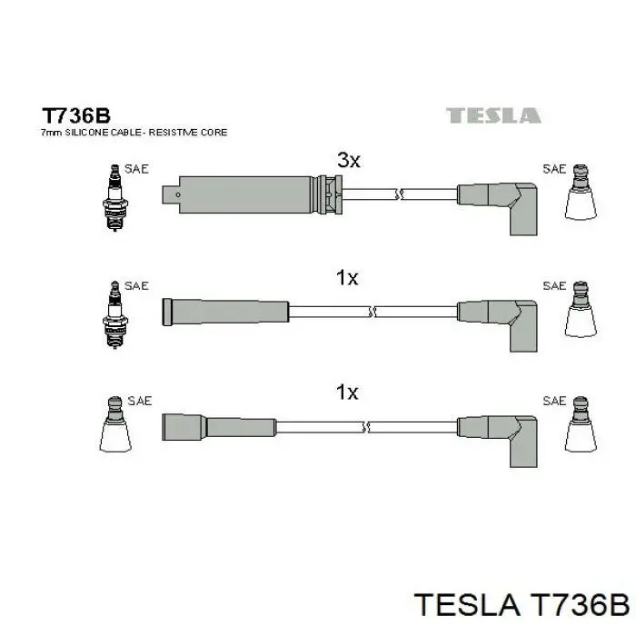 T736B Tesla Cables de alta tensión, juego