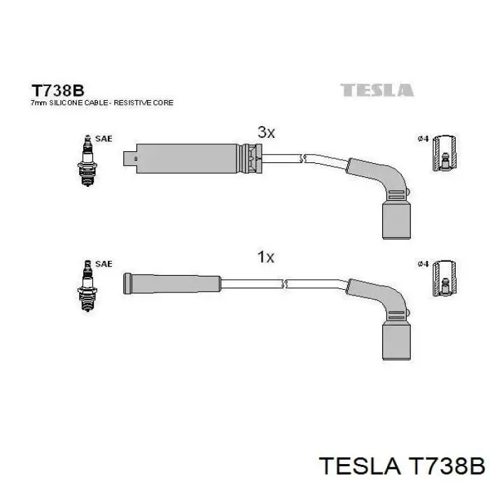 T738B Tesla Cables de alta tensión, juego