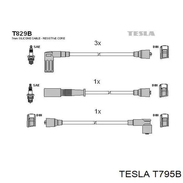 T795B Tesla juego de cables de encendido