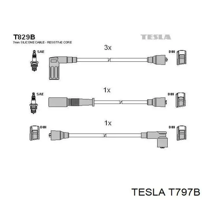 T797B Tesla cables de bujías