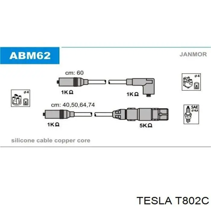 T802C Tesla juego de cables de encendido