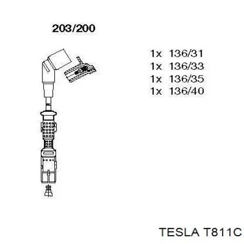 T811C Tesla Cables de alta tensión, juego