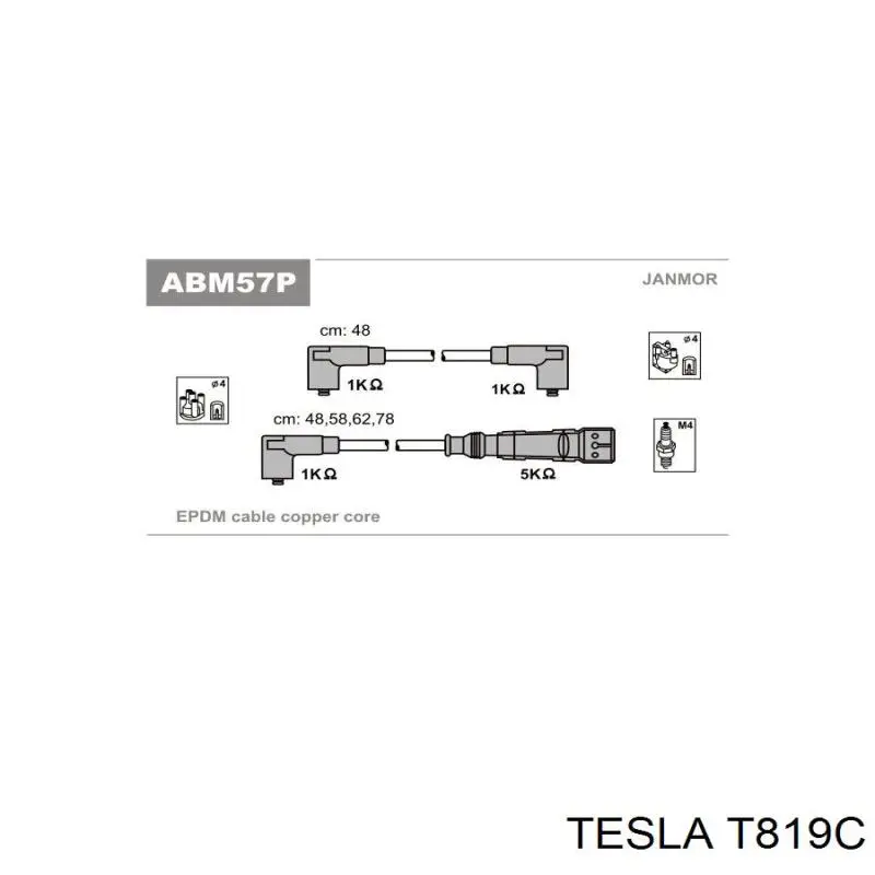 T819C Tesla juego de cables de encendido