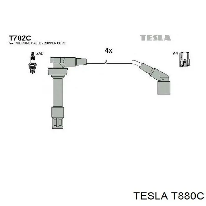 T880C Tesla juego de cables de encendido