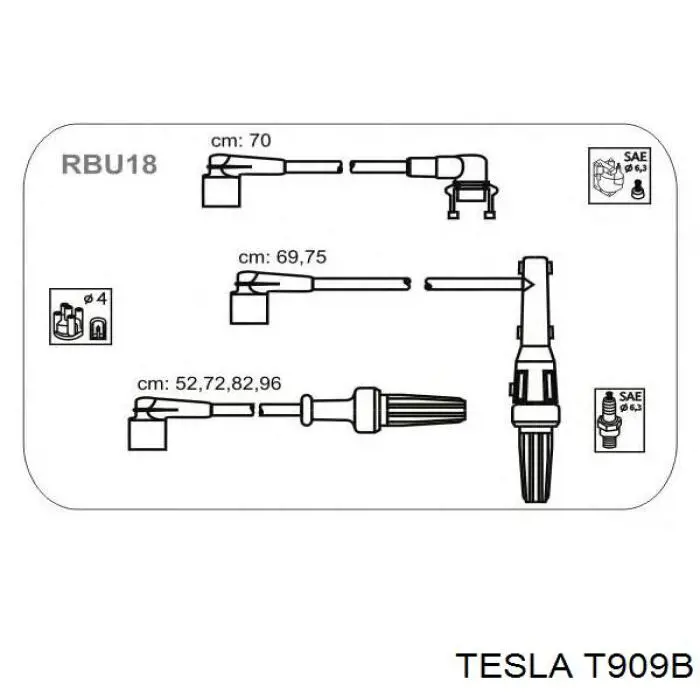 T909B Tesla juego de cables de encendido