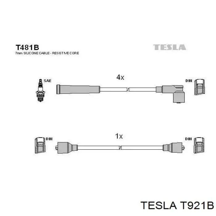 T921B Tesla cables de bujías