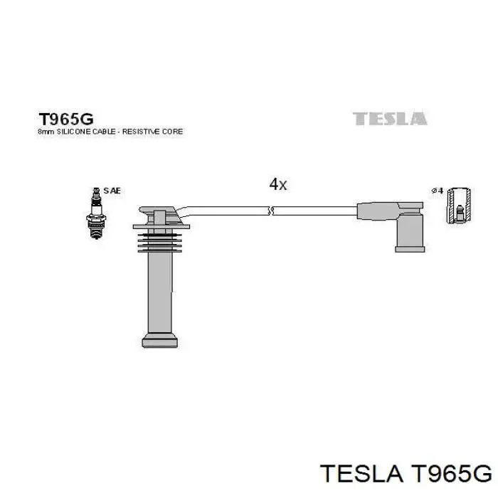 T965G Tesla Cables de alta tensión, juego