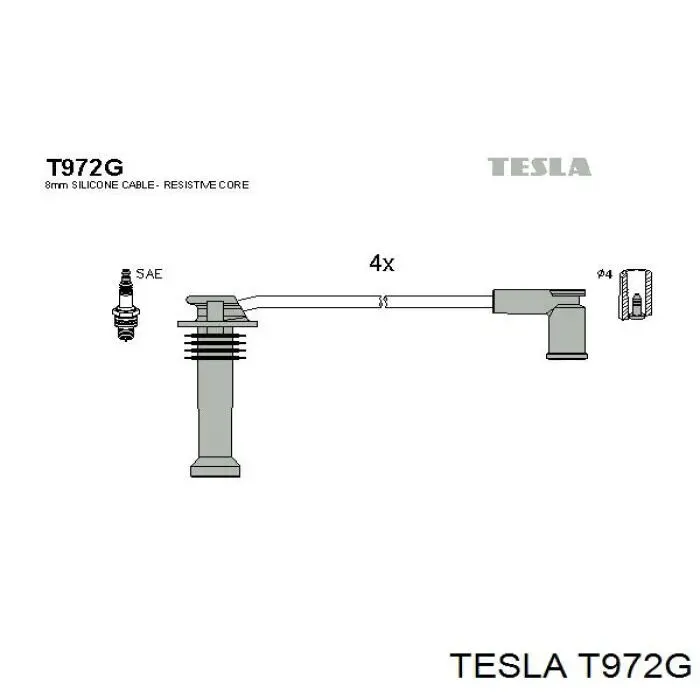 T972G Tesla Cables de alta tensión, juego