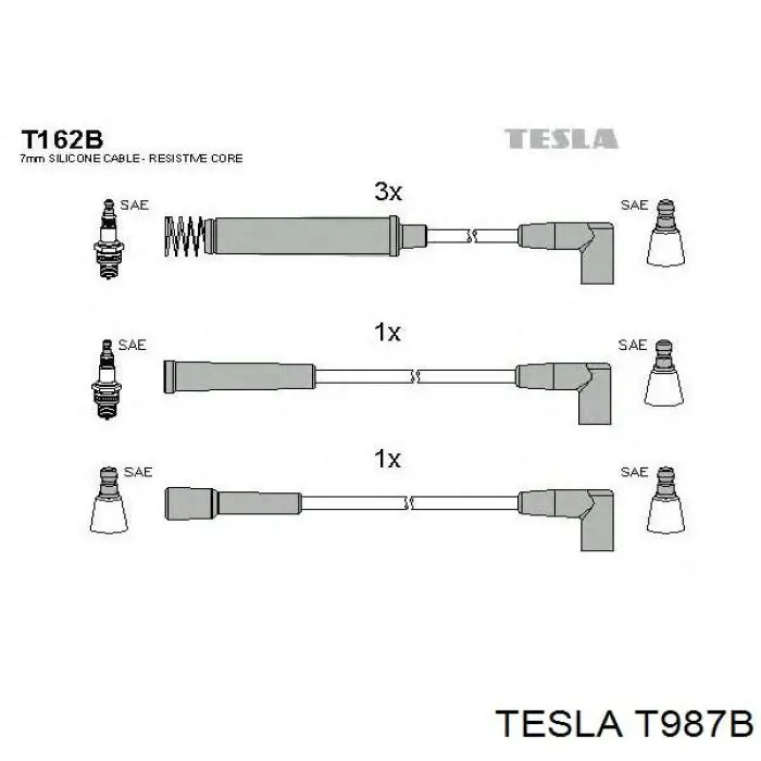 T987B Tesla juego de cables de encendido