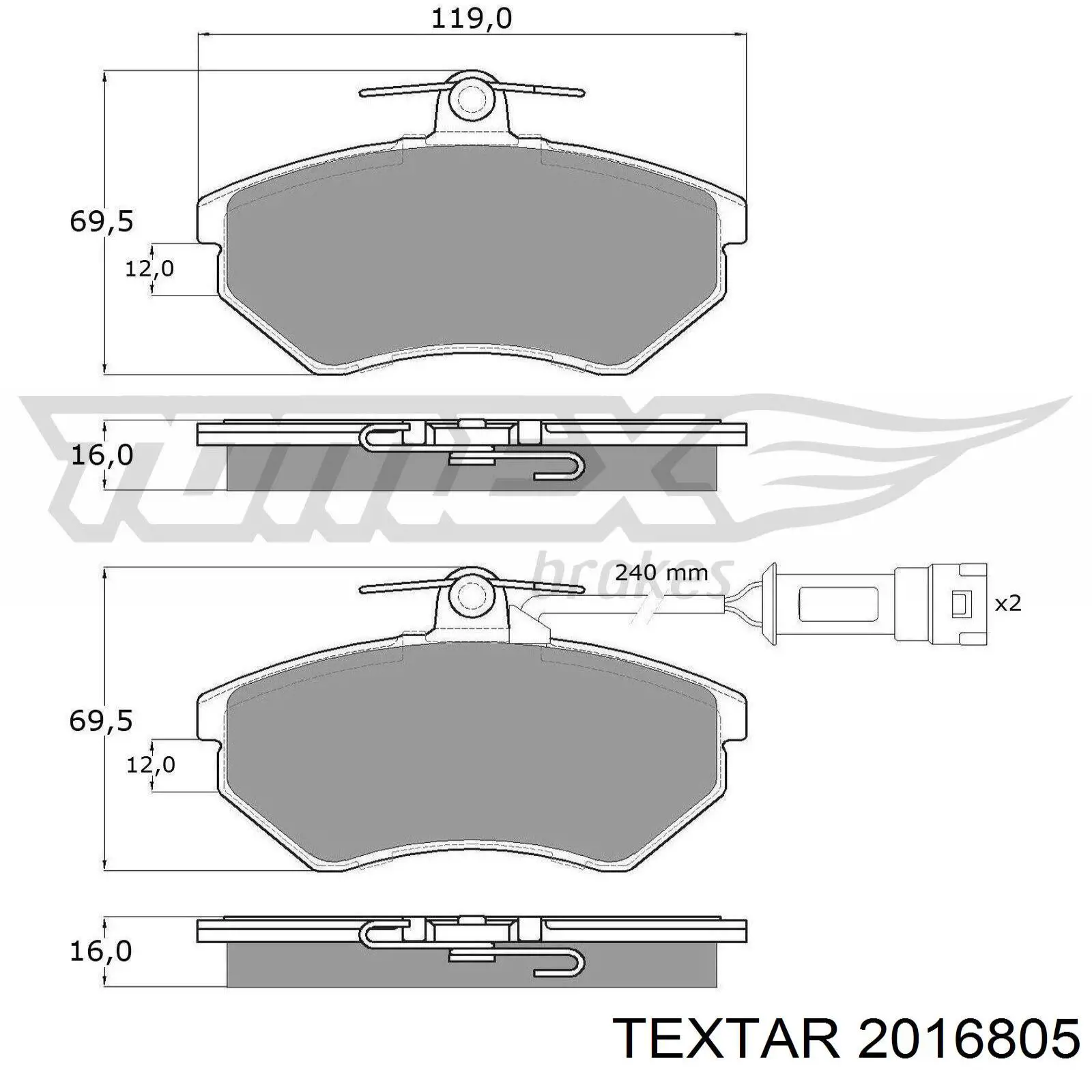 2016805 Textar pastillas de freno delanteras