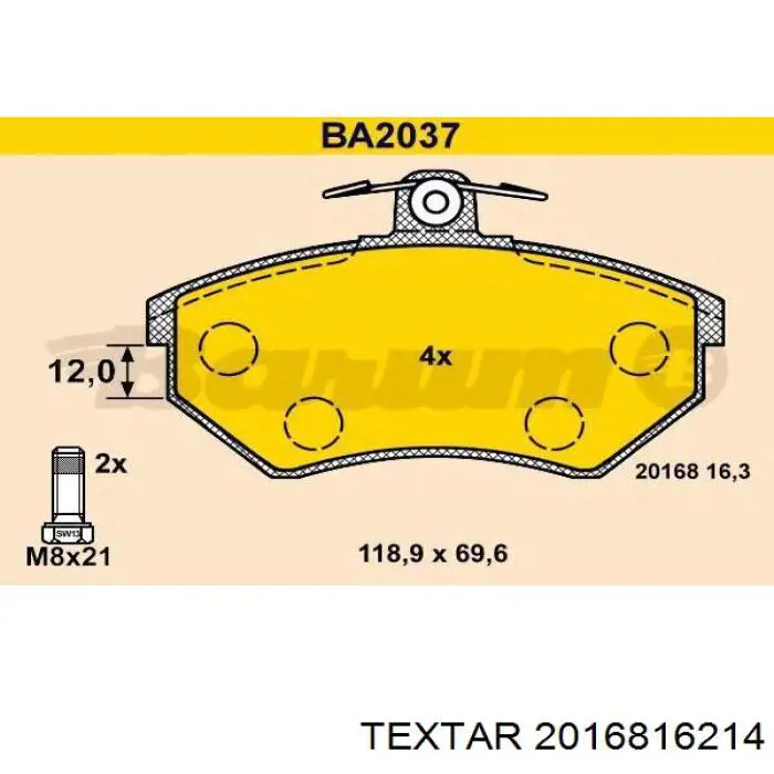 2016816214 Textar pastillas de freno delanteras