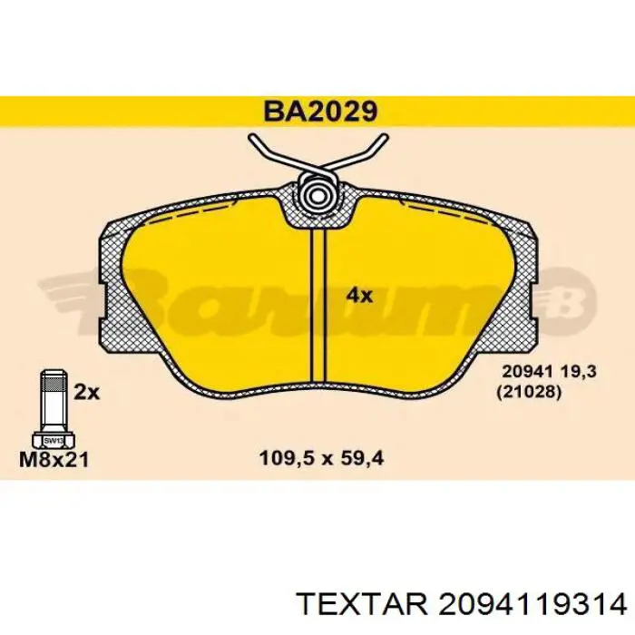 2094119314 Textar pastillas de freno delanteras