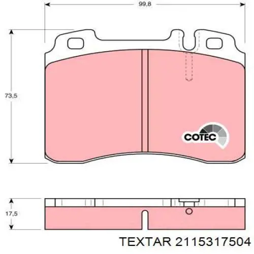 2115317504 Textar pastillas de freno delanteras