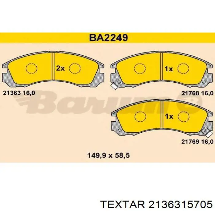 2136315705 Textar pastillas de freno delanteras