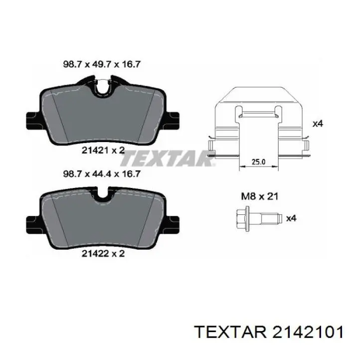 Pastillas traseras de freno Textar 2142101 precio, desde 21,92 EUR