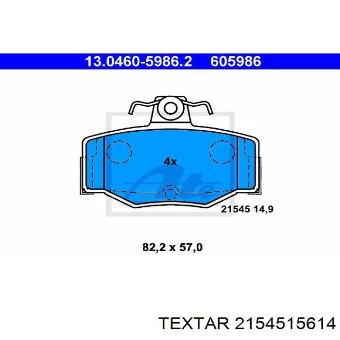 2154515614 Textar pastillas de freno traseras