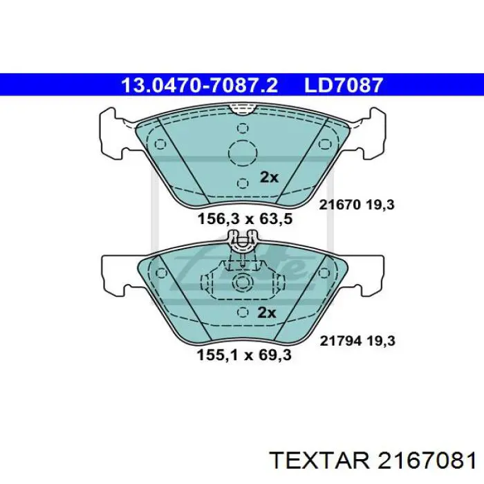 2167081 Textar pastillas de freno delanteras