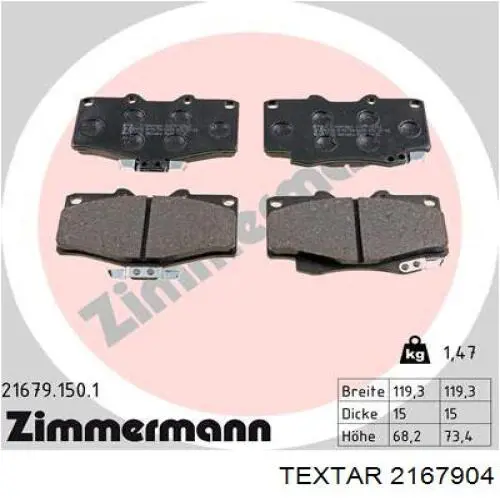 Comprar 2167904 Textar Pastillas delanteras de freno