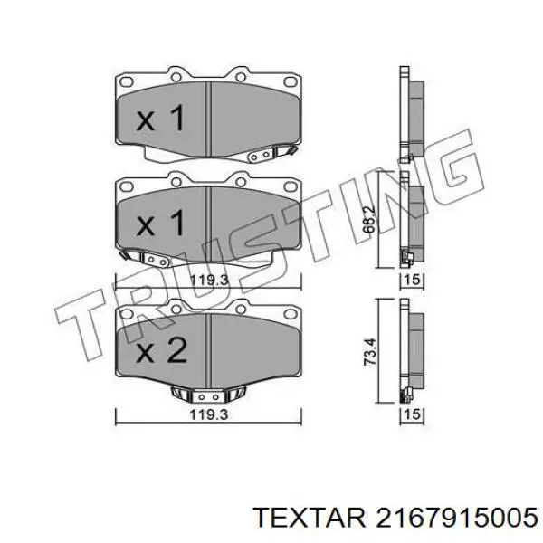 2167915005 Textar pastillas de freno delanteras