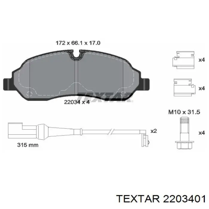 2203401 Textar pastillas de freno delanteras