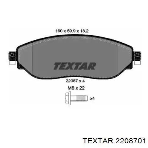 2208701 Textar pastillas de freno delanteras