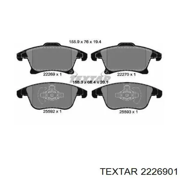 Pastillas freno delanteras Textar 2226901 precio, desde 39,28 EUR