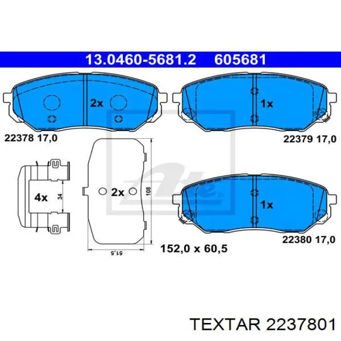 2237801 Textar pastillas de freno delanteras