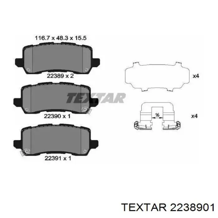 2238901 Textar pastillas de freno traseras